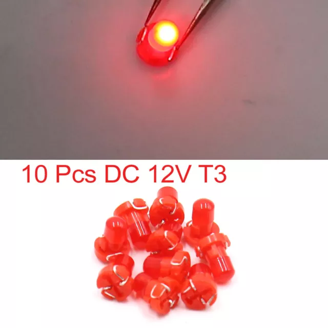 10Pcs 12V T3 Red LED Dashboard Panel Gauge Light Lamp Bulb for Car Interior