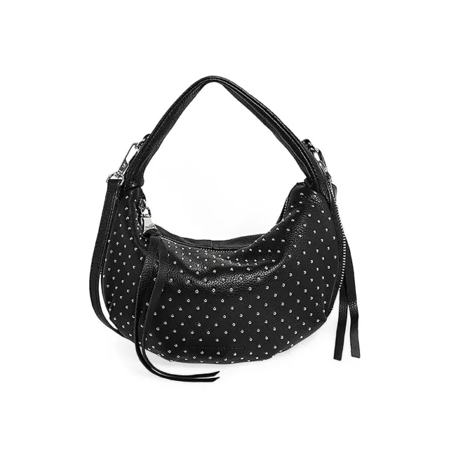 AIMEE KESTENBERG MINI Roxbury Leather Top Handle Bag Studded Black NWT ...