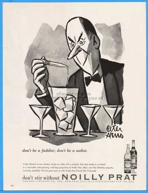 1956 Noilly Prat Vermouth Don't be a Faddist Don't be a Sadist Peter Arno Art Ad