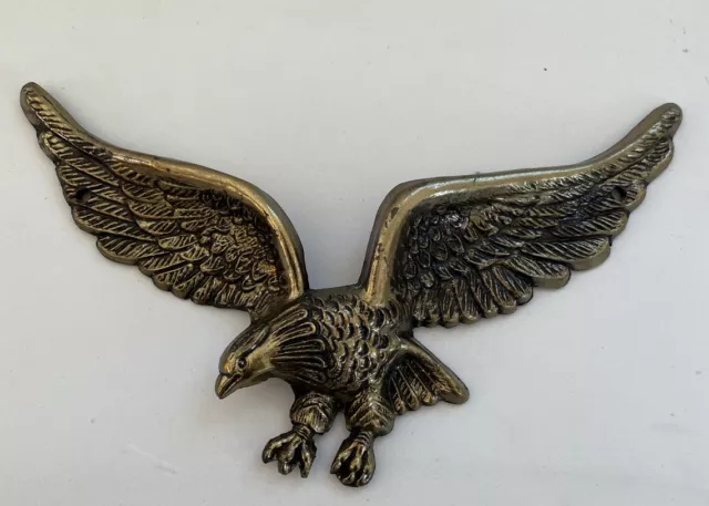 Vintage Solid Brass American Eagle Garage Wall Mount Ornament Decor 9”