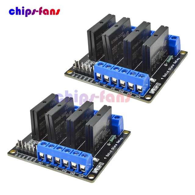 2PCS 5V 4 Channel OMRON SSR G3MB-202P Solid State Relay Module w/ Resistive Fuse