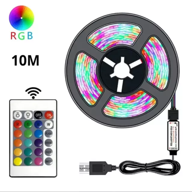 Ruban bande Led lumineuse USB 10m avec adhésif + télécommande - éclairage TV