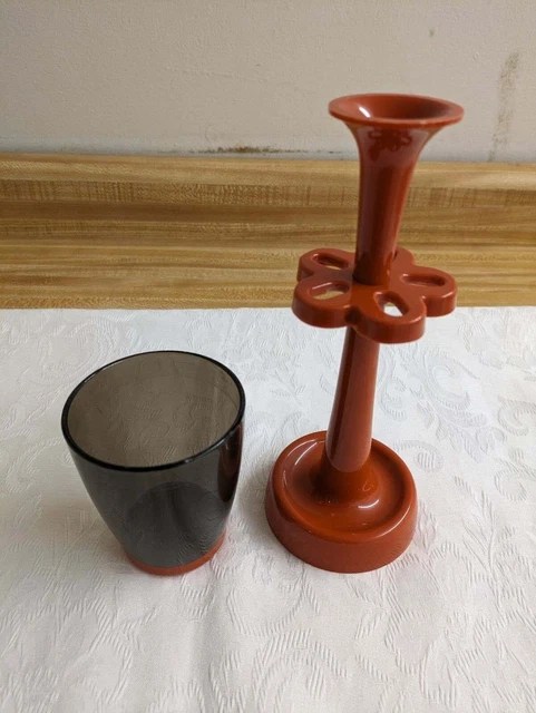 Vtg. Schwarz Bros. Plastics Inc. toothbrush holder and cup set.