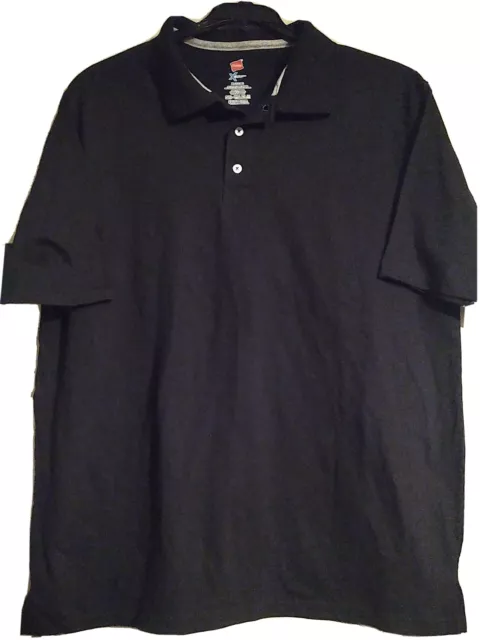 Hanes Men's Short Sleeve X-Temp Polo  Black Size X-Large