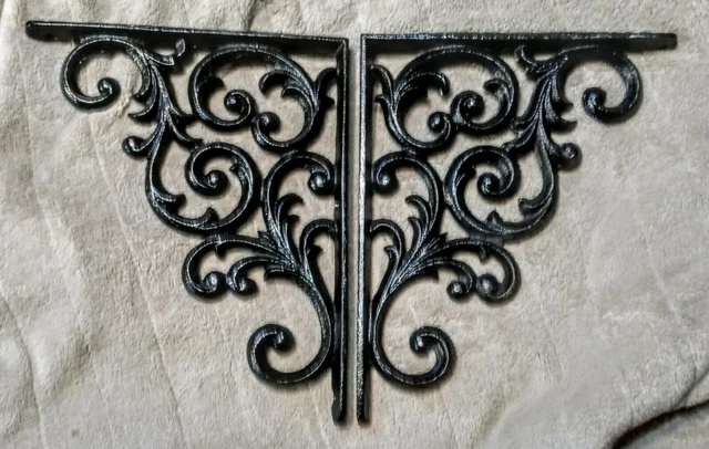 Antique Cast Iron Ornate Scroll Shelf Bracket Victorian Home Decor - 9" X 7.5"