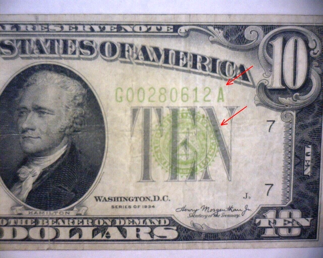 1934 $10 Federal Reserve Note LIME GREEN SEAL & SERIAL #   🌟VERY NICE🌟