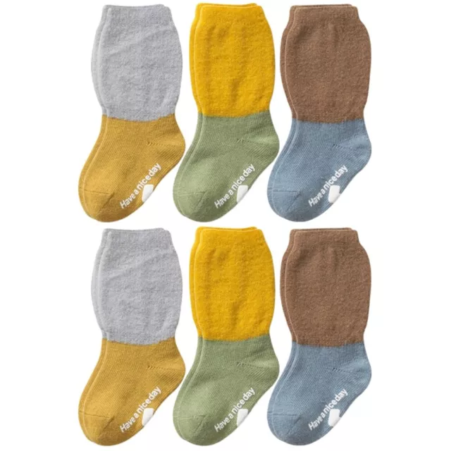 6 Pairs Non-slip Floor Socks M Combed Cotton Baby Boy Toddler