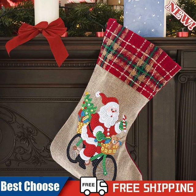 Medias de Navidad Flannelette con puntos hágalo usted mismo acciones decorativas para regalo