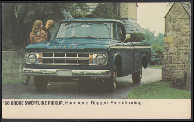 1968 Dodge Sweptline Pickup dealer advertising postcard