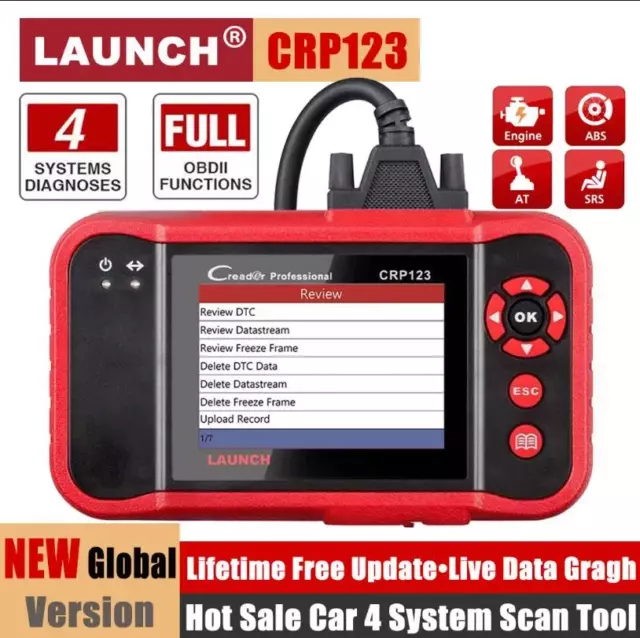 LAUNCH Car OBD2 Diagnostic Scanner X431 CRP123X Check Engine ABS SRS Code  Reader