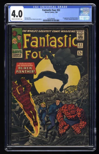 Fantastic Four #52 CGC VG 4.0 1st Appearance of Black Panther! Marvel 1966