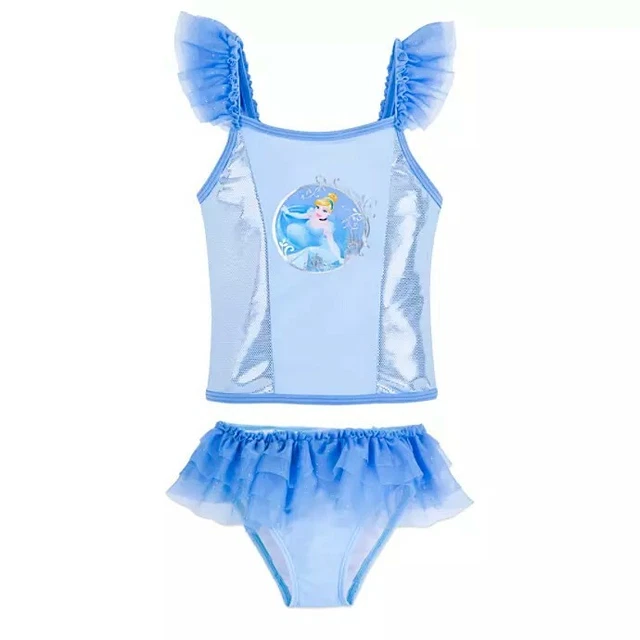 DISNEY STORE CINDERELLA Deluxe 2 Piece Girl's Swimsuit Bathing Suit