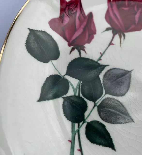 Staffordshire Plates Midwinter Stylecraft 1961 Red Roses + Gold Trim Side Plates 3