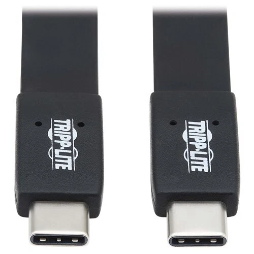 Tripp Lite Usb C Cable Flat Usb 3.1 Gen2 10gbps M/m Thunderbolt 3 Black 3ft 3