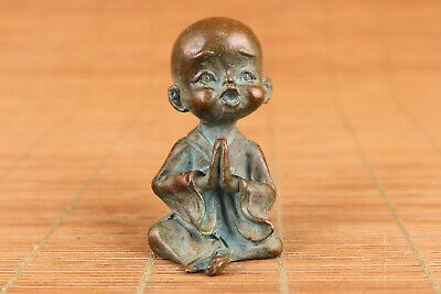 Chinese bronze hand cast blessing buddha statue collection decoration tea pet