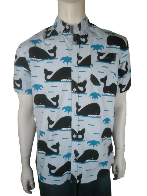 ARTISTRY IN MOTION mens size Medium shirt whales 100% cotton casual beach party