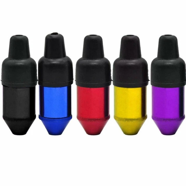 5 Pack | Smooth Metal e-Snuff Spice Storage w/ Rubber Pacifier Bullet - Assorted