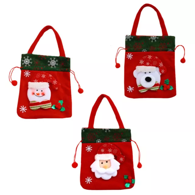 3 Pcs Sac Cadeau Noël Sacs Bonbons Pochette Rangement Père Tissu Brossé