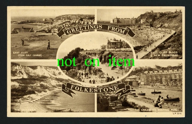 FOLKESTONE - Kent - VINTAGE MULTIVIEW POSTCARD - Lansdowne Publishing