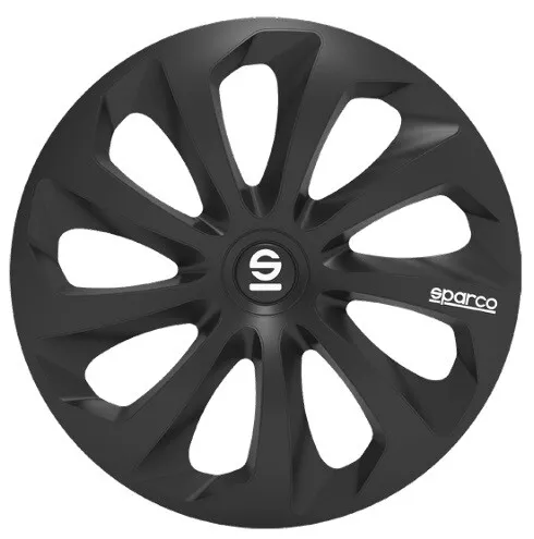 Sparco Set 4 Copricerchio 15" Universali Sicilia Nero Coppe Ruota Borchia