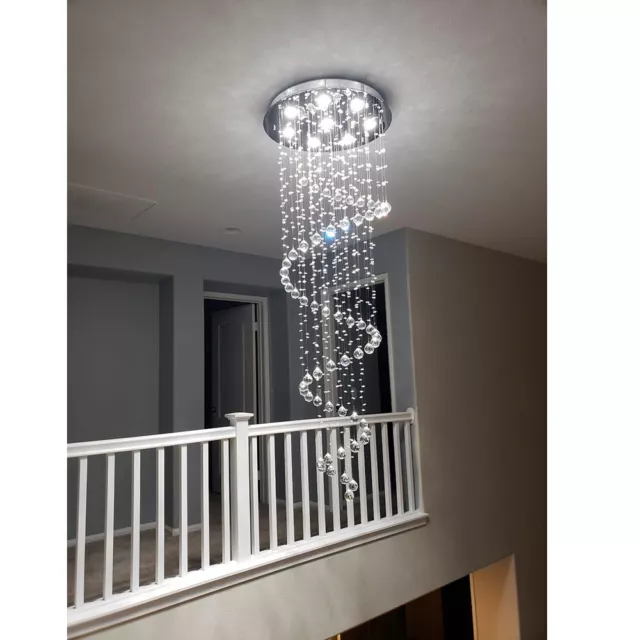 Elegant Crystal Chandelier Ceiling Fan Light Pendant Hanging Lamp Fixture