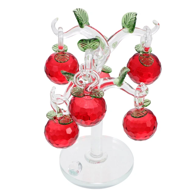 Pommier En Cristal K9 Avec 18 Pommes Suspendues - Décoration Maison, Symbole Chance Et Santé - Arbre Artificiel Verre - 10