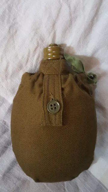 Original UdSSR Sowjetarmee Rote Armee Feldflasche aus Alu mit Stofftasche