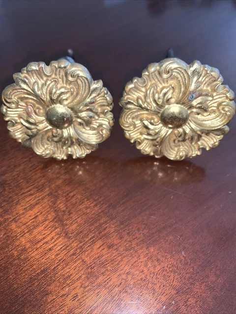 vintage brass curtain tie backs  floral