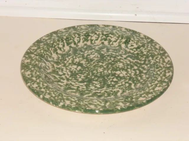 Henn Pottery Green Spongeware 10 1/2" Dinner Plate Gerald E Henn