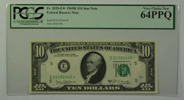 1969B $10 Bill *STAR* Federal Reserve Note FRN PCGS 64PPQ Fr. 2020-E (C)