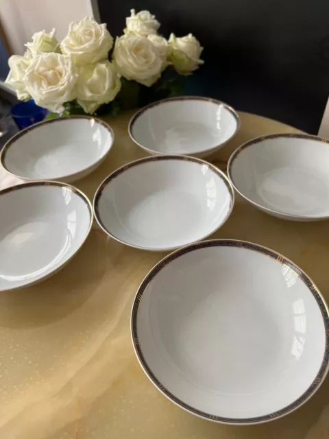 Lot de 6 assiettes creuses Porcelaine de Limoges Bernardaud Antinea Anthracite