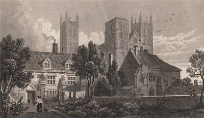 Canterbury Cathedral, Kent. GASTINEAU 1829 old antique vintage print picture
