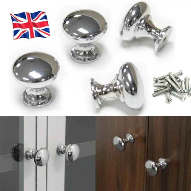 1-10pc Chrome Door Handles Cabinet Knobs Cupboard Drawer Kitchen Stainless Steel