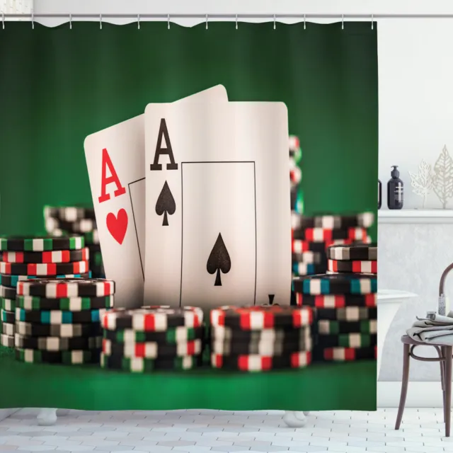 Poker Duschvorhang Spiel-Chips und Spielkarten