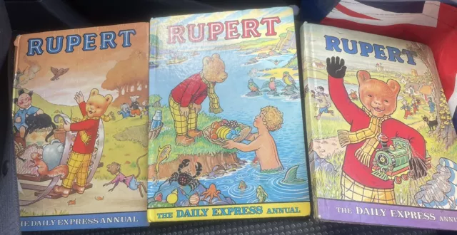 3 x 1970s Rupert Bear Annuals Daily Mail Vintage Children’s Books