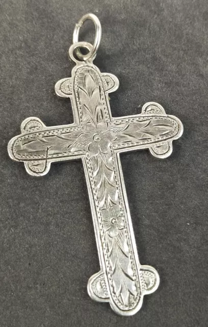 Antique Ornate Cross 925 Sterling Silver Pendant Hallmarked Birmingham 1919