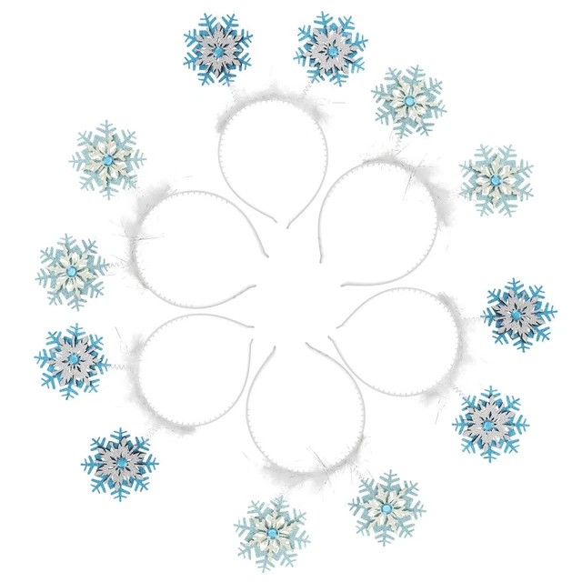 6 Pcs Christmas Headwear Bob Head Child Kids Tiara Snowflake