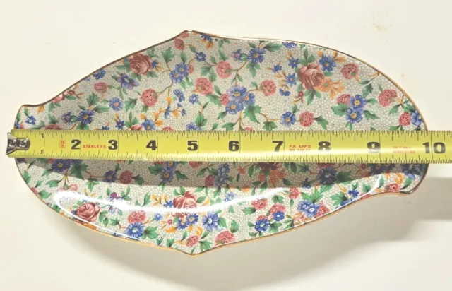 Royal Winton Grimwades England Old Cottage Chintz  Floral Dish Platter 10" x 5" 4