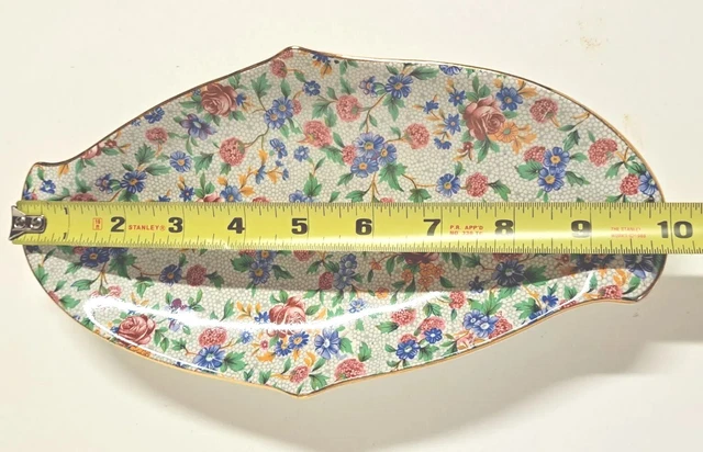 Royal Winton Grimwades England Old Cottage Chintz  Floral Dish Platter 10" x 5" 4