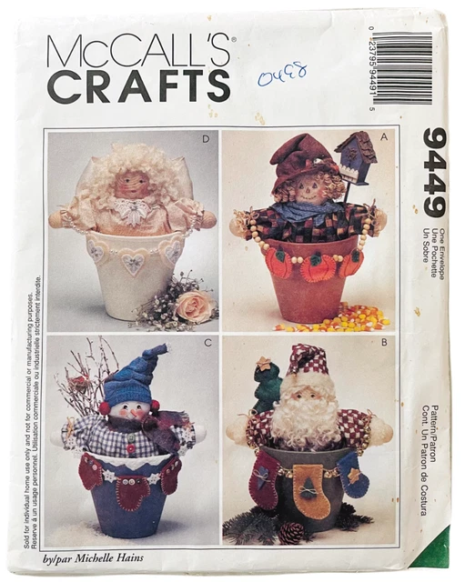 1998 McCalls Sewing Pattern 9449 Flower Pot People 4 Styles Home Decor Vntg 8473