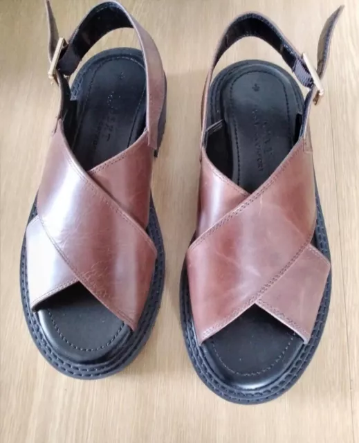 NEXT Women's Crossover Leather Brown Sandals Size 6/39 New Without Tags