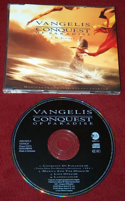 VANGELIS Conquest Of Paradise +3 1992 Maxi CD wie NEU HENRY MASKE BOX HYMNE MCD