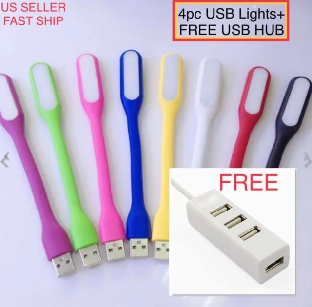 4X Flexible Bright Mini USB LED Light Lamp Hub for Notebook Laptop Desk Reading