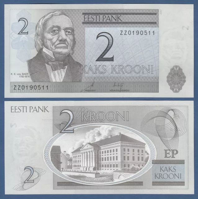 ESTLAND / ESTONIA 2 Krooni 2007 Replacement ZZ  UNC  P. 85 b