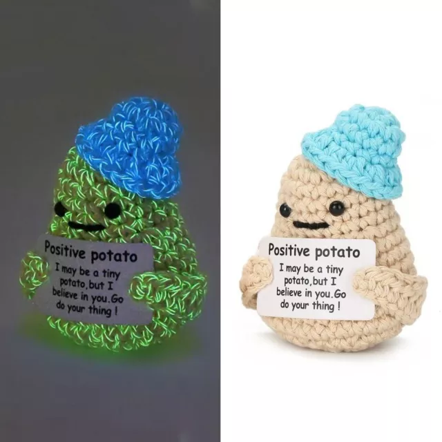 Knitted Positive Potato Handmade Potato with Inspiring Card Funny Crochet  Doll