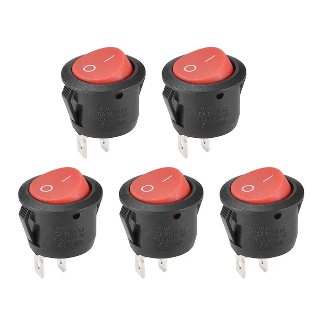 Lot De 5 Interrupteurs Bascule Mini Bateau Rouge 2 Broches ON/OFF - Uxcell - Neuf