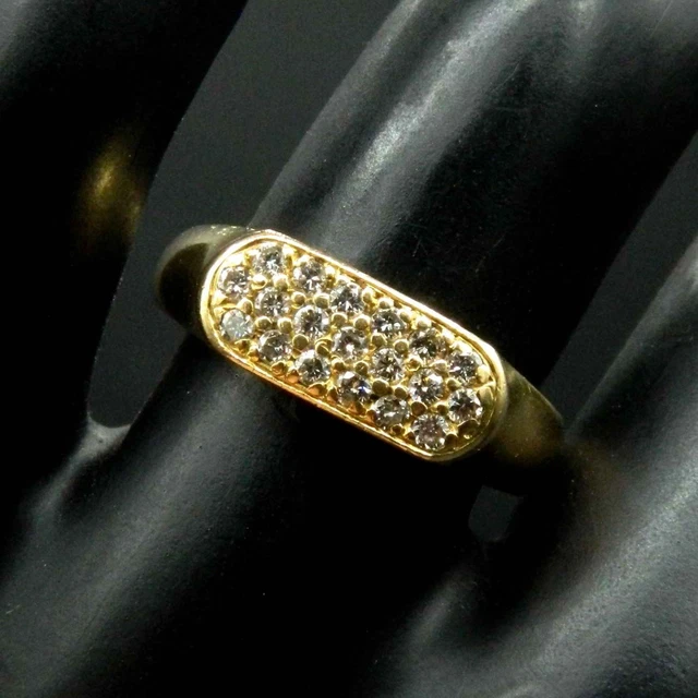 Bague Dôme Or Jaune 18K Et Platine Avec Diamants - Taille 53 - Vintage