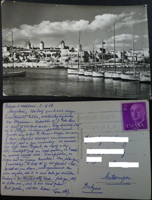 Postal 1958 Palma De Mallorca Baleares Es Jonquet Club Nautico Boats     Cc04203