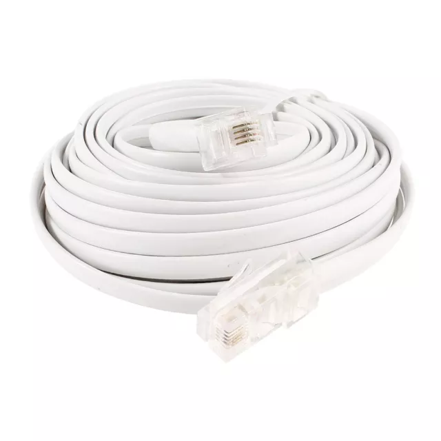 Office RJ11 6P4C to RJ45 8P4C Modular Network Telephone Cables White 6M Length