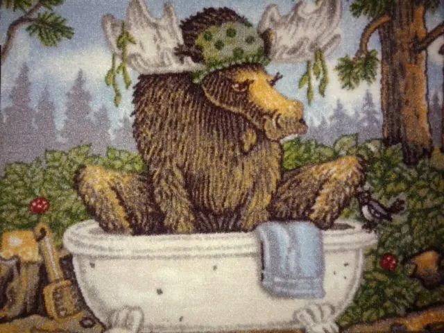 ¿En el bosque? Alfombra de baño vintage Moose in a Jeffrey Severn Art
